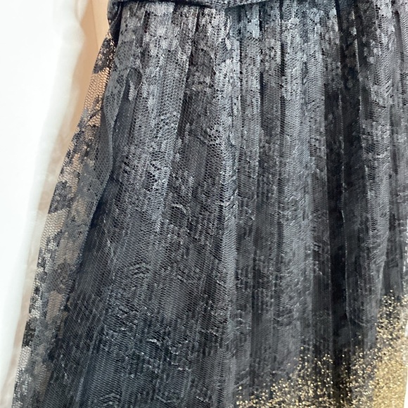 Worthington | Black Gold Lace Ombré Pleated Cocktail Dress - Size 8 - Picture 4 of 6